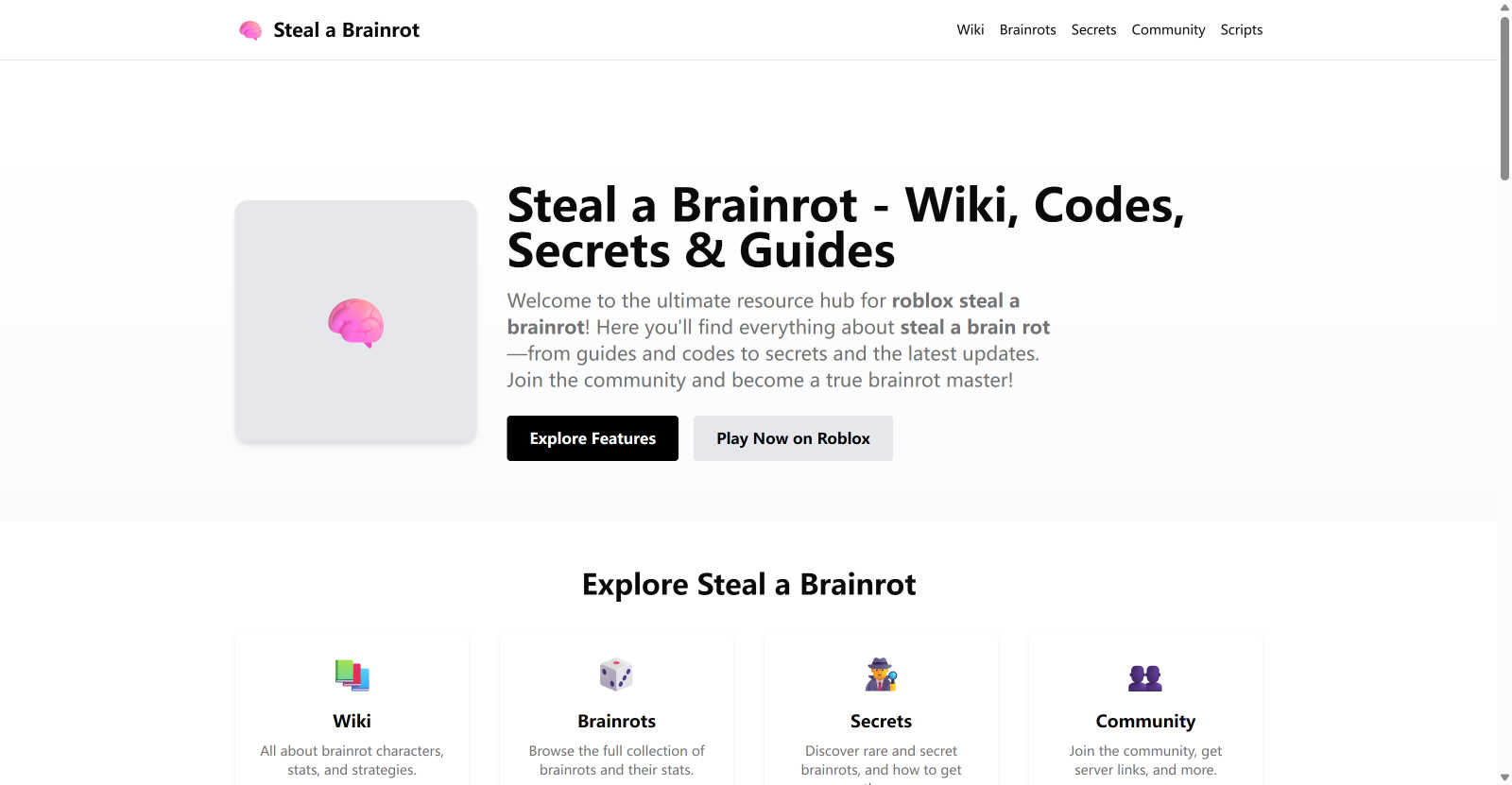 Steal a Brainrot application interface and features