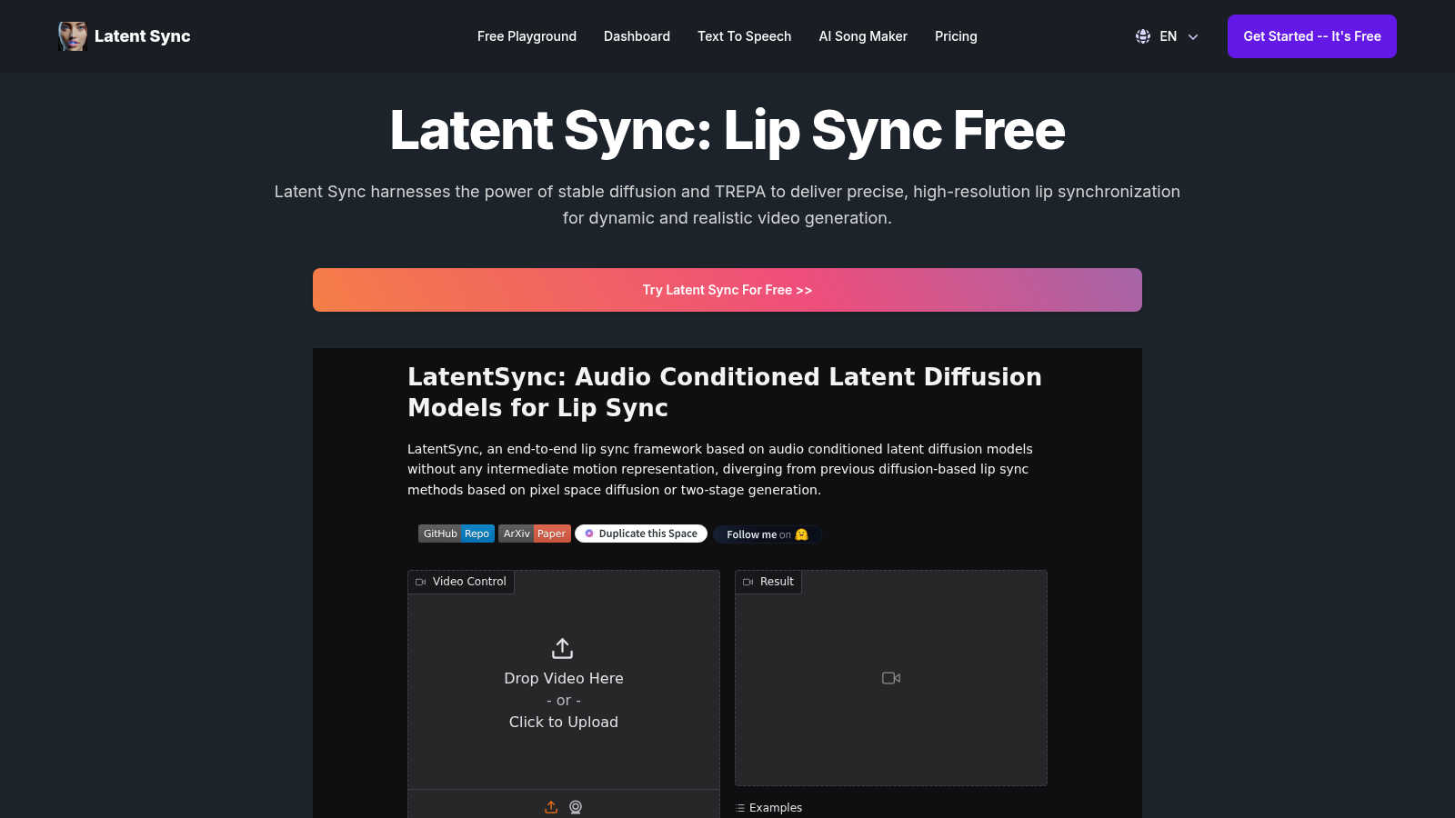 Latent Sync application interface and features