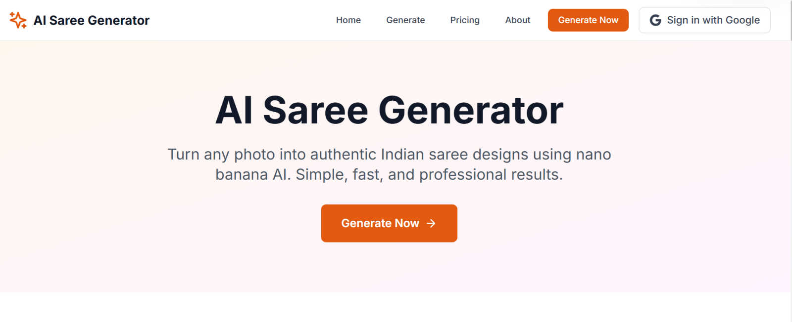 AI Saree Generator application interface and features