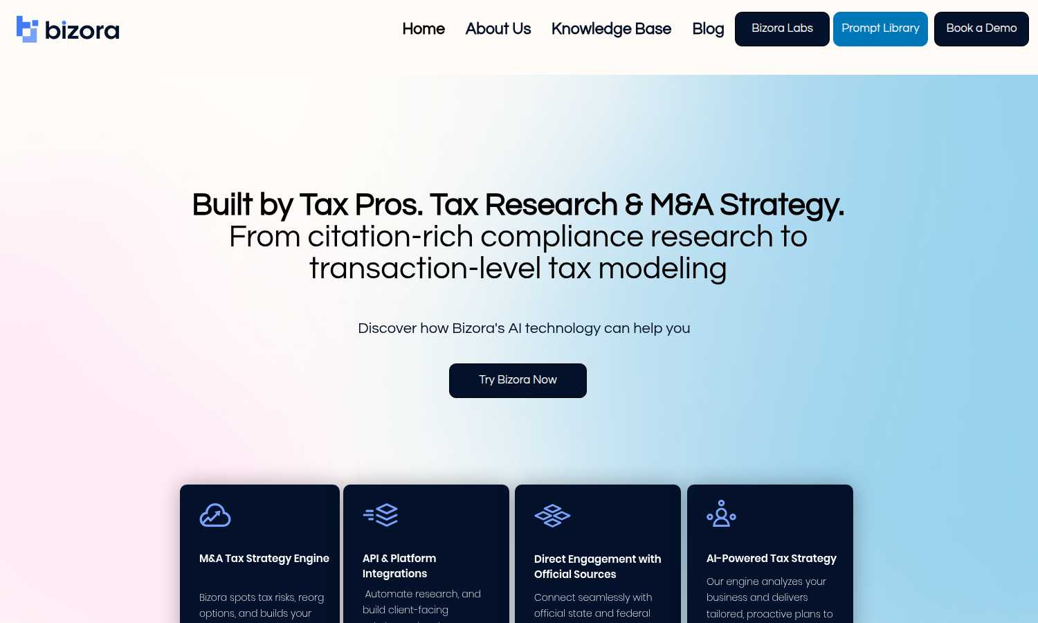 Bizora application interface and features