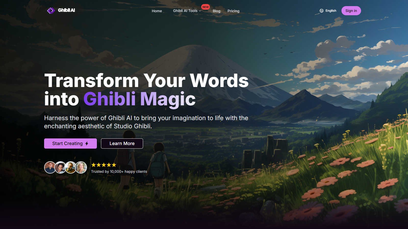 Ghibli AI Image Generator application interface and features