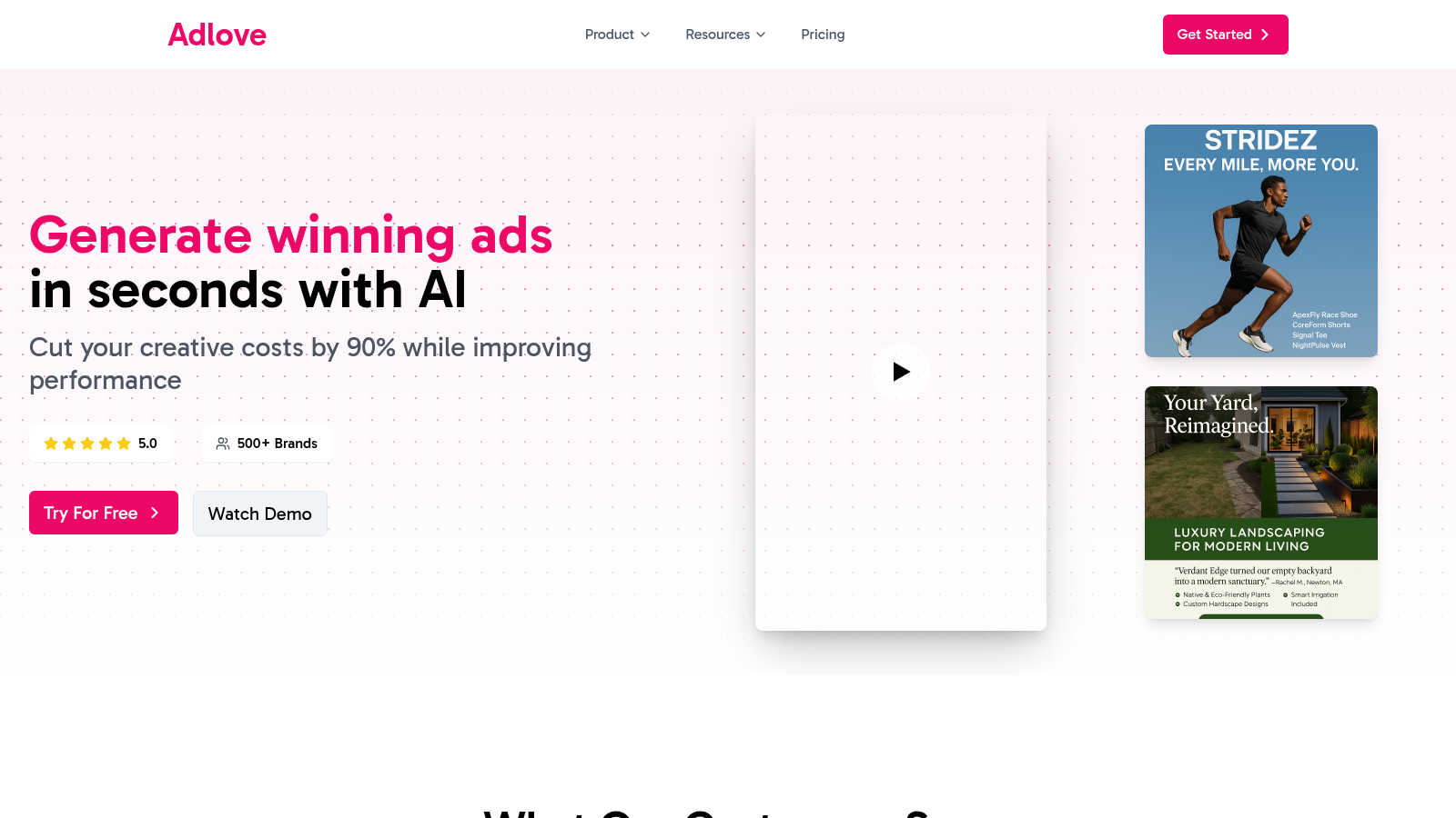 AdLove application interface and features