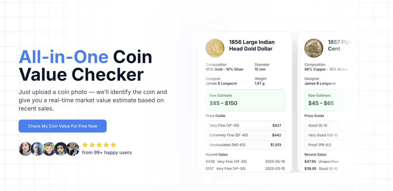 Coin Value Checker application interface and features
