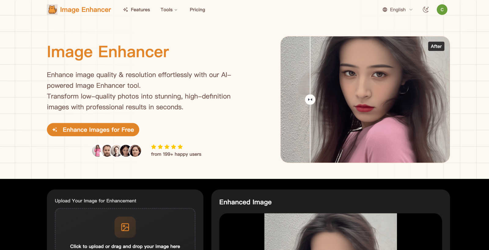 Free Image Enhancer application interface and features