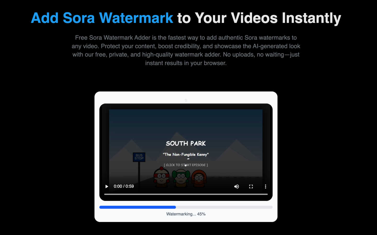 Free Sora WaterMark Adder application interface and features