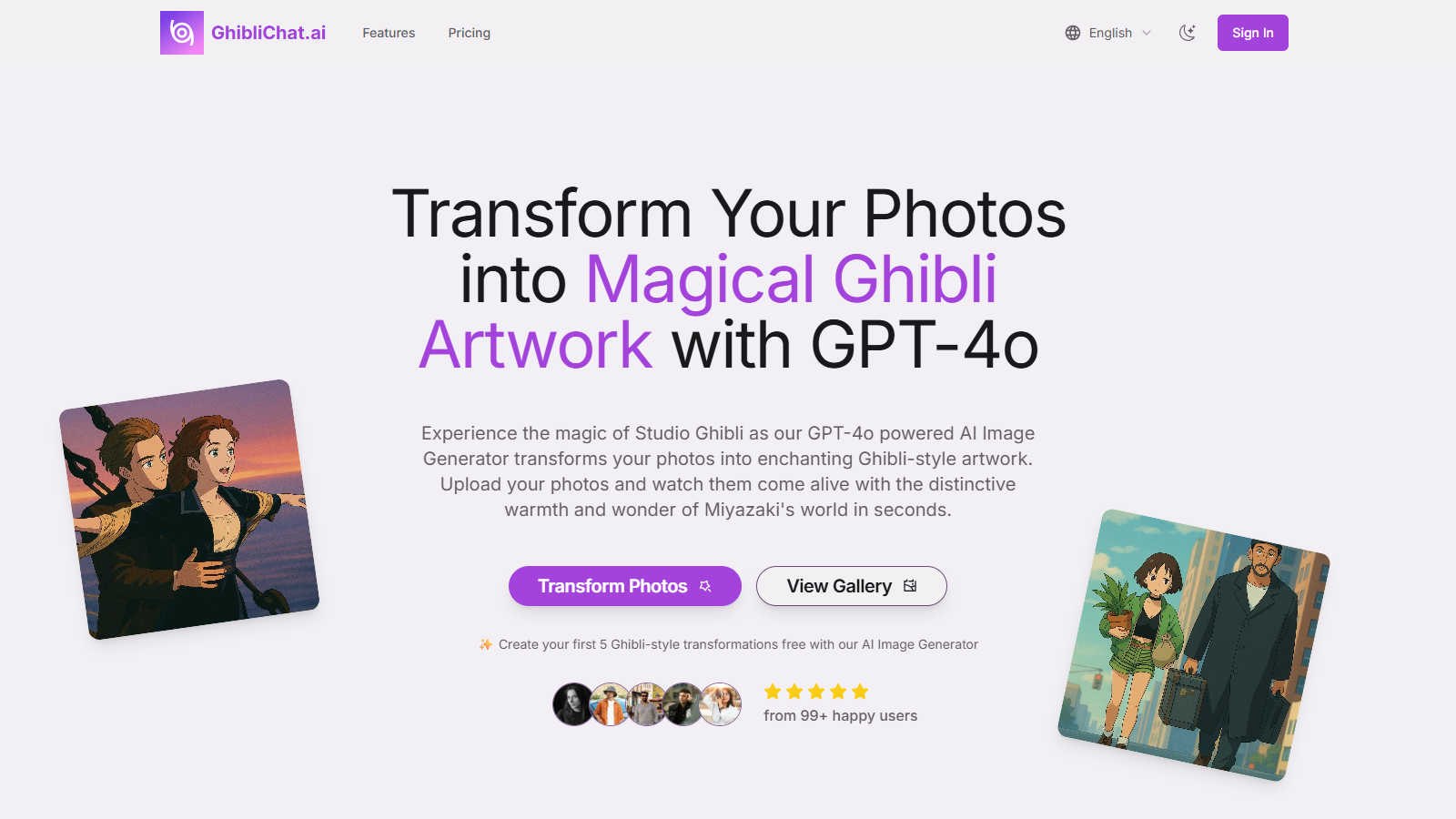 GhibliChat application interface and features