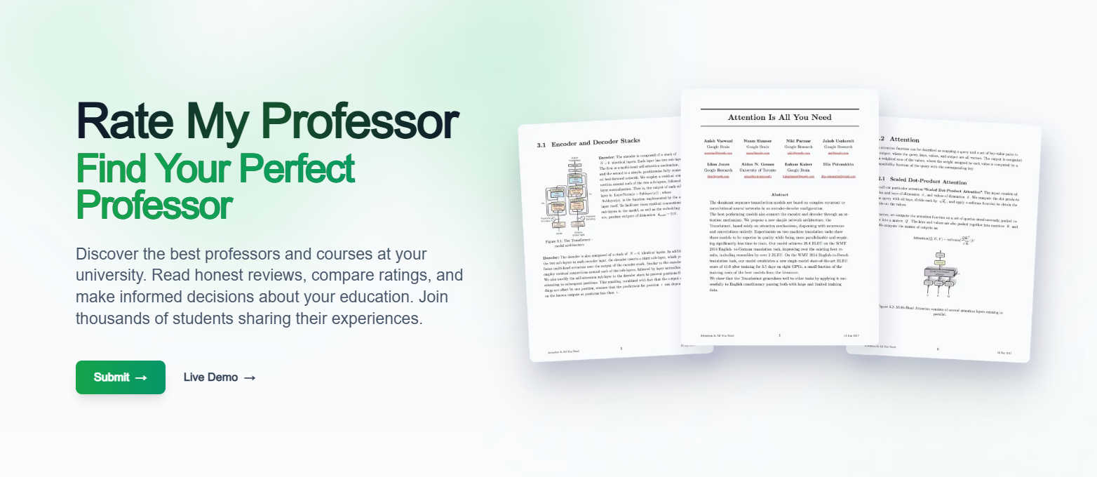 Evalute Professor application interface and features