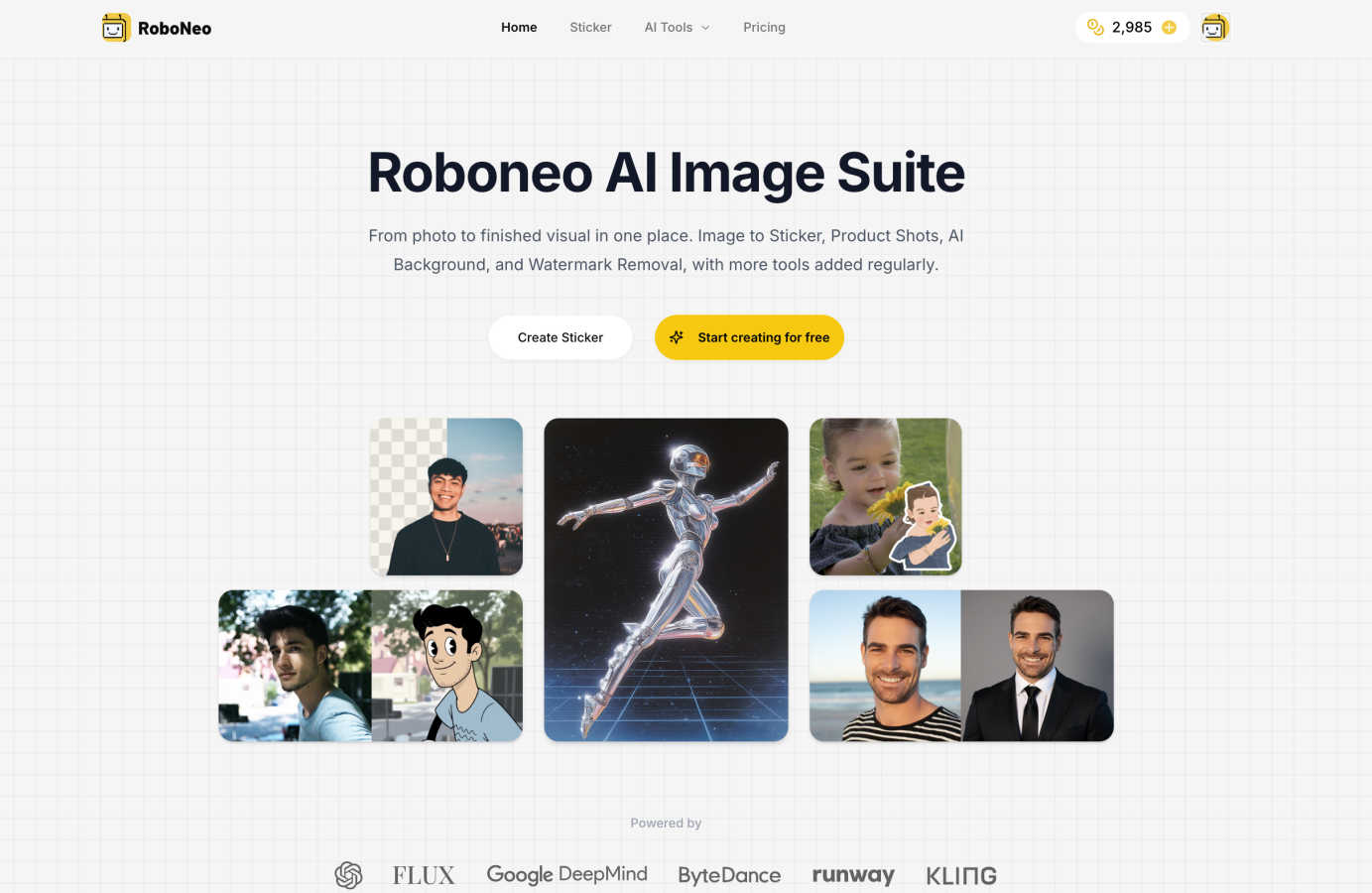 Roboneo Art application interface and features
