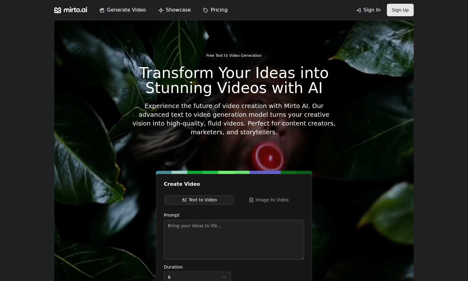 Mirto AI application interface and features