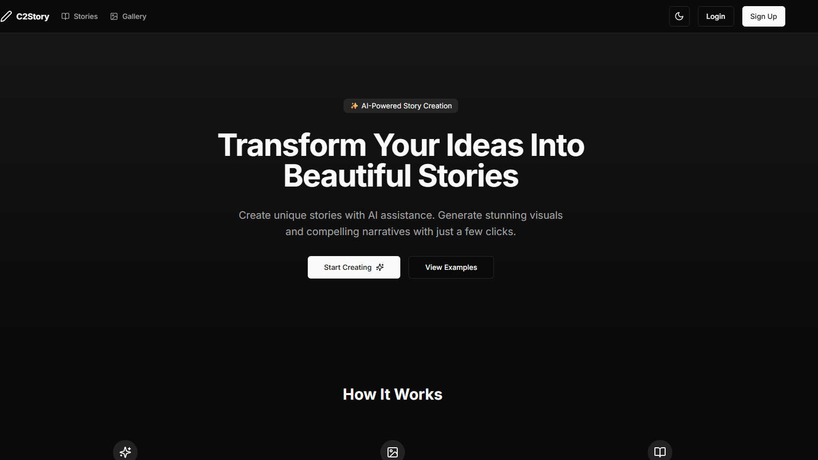 C2Story application interface and features