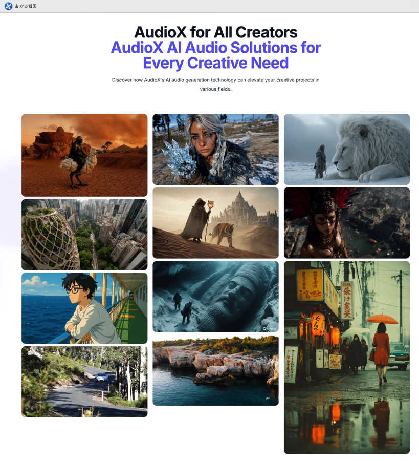 AudioX application interface and features