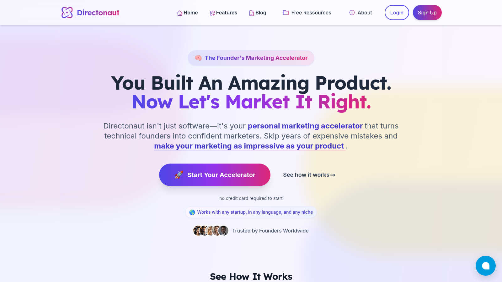 Directonaut application interface and features