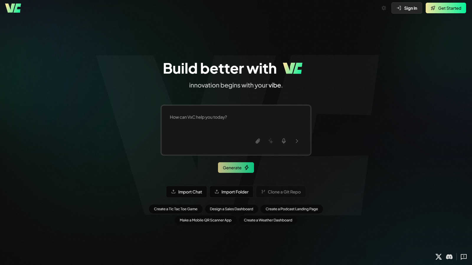 VibesXCoded application interface and features
