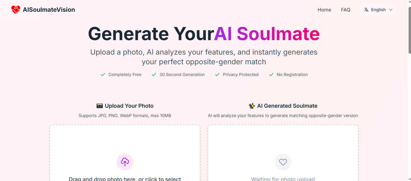 AI Soulmate Generate application interface and features
