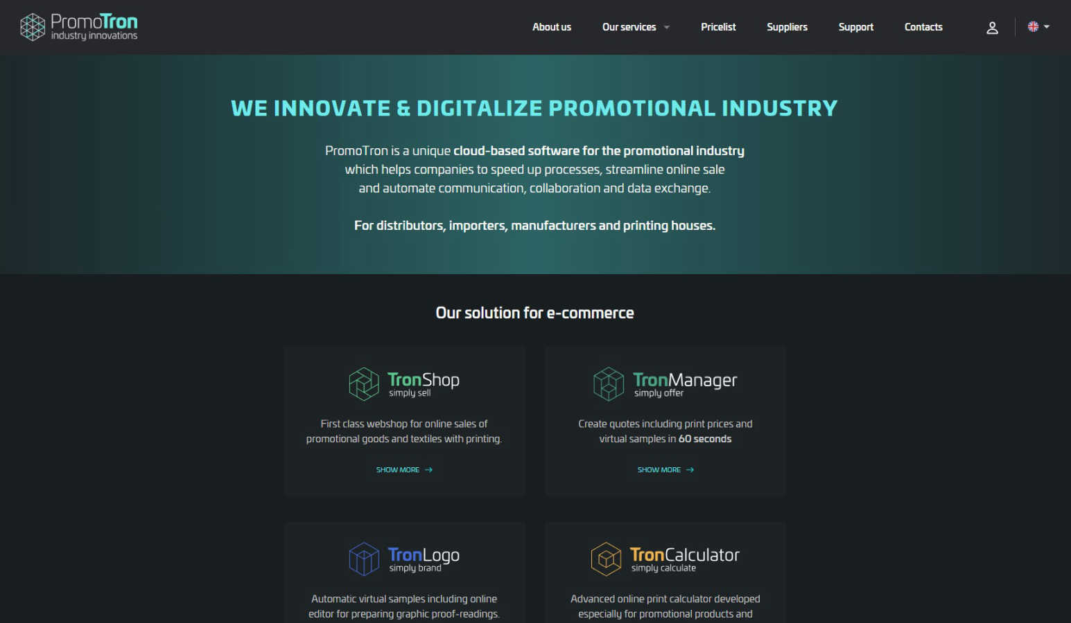 Promotron application interface and features