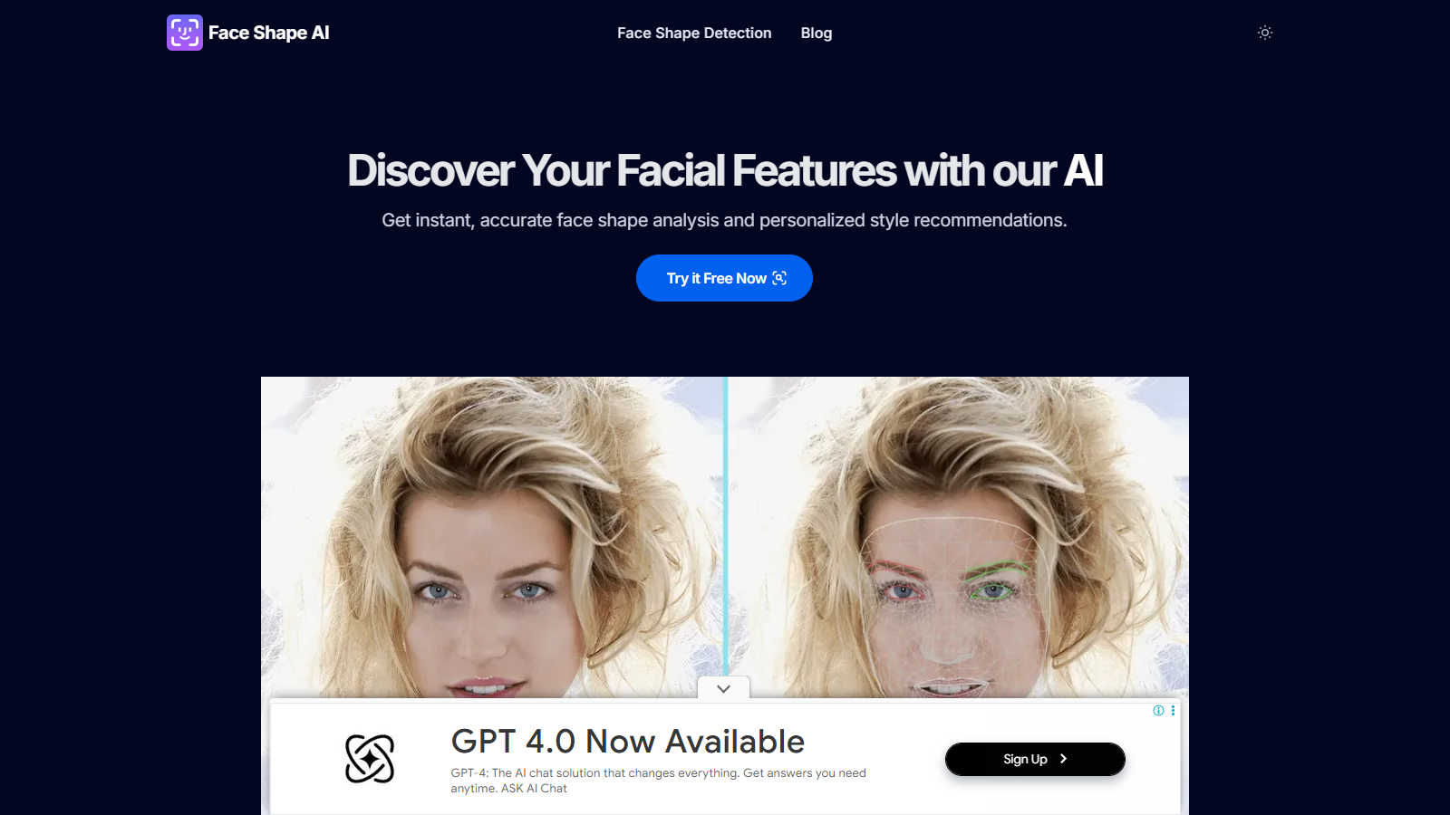 Face Shape AI application interface and features