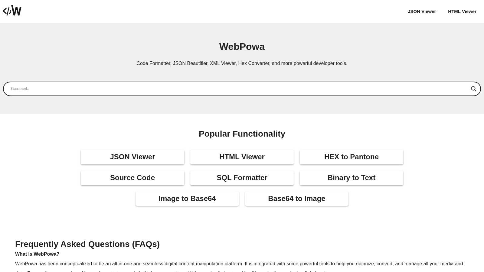 WebPowa application interface and features