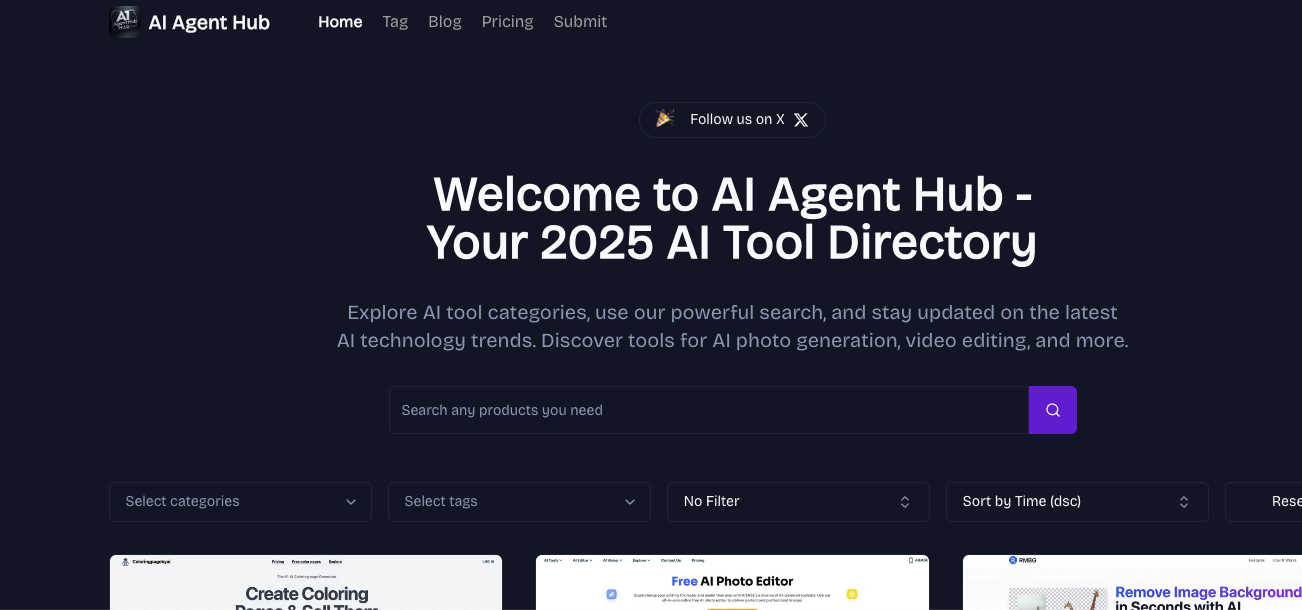 aiagentehub application interface and features
