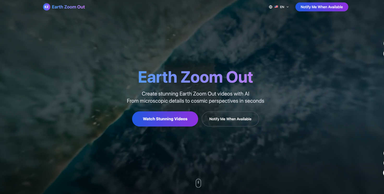 Earth Zoom Out application interface and features