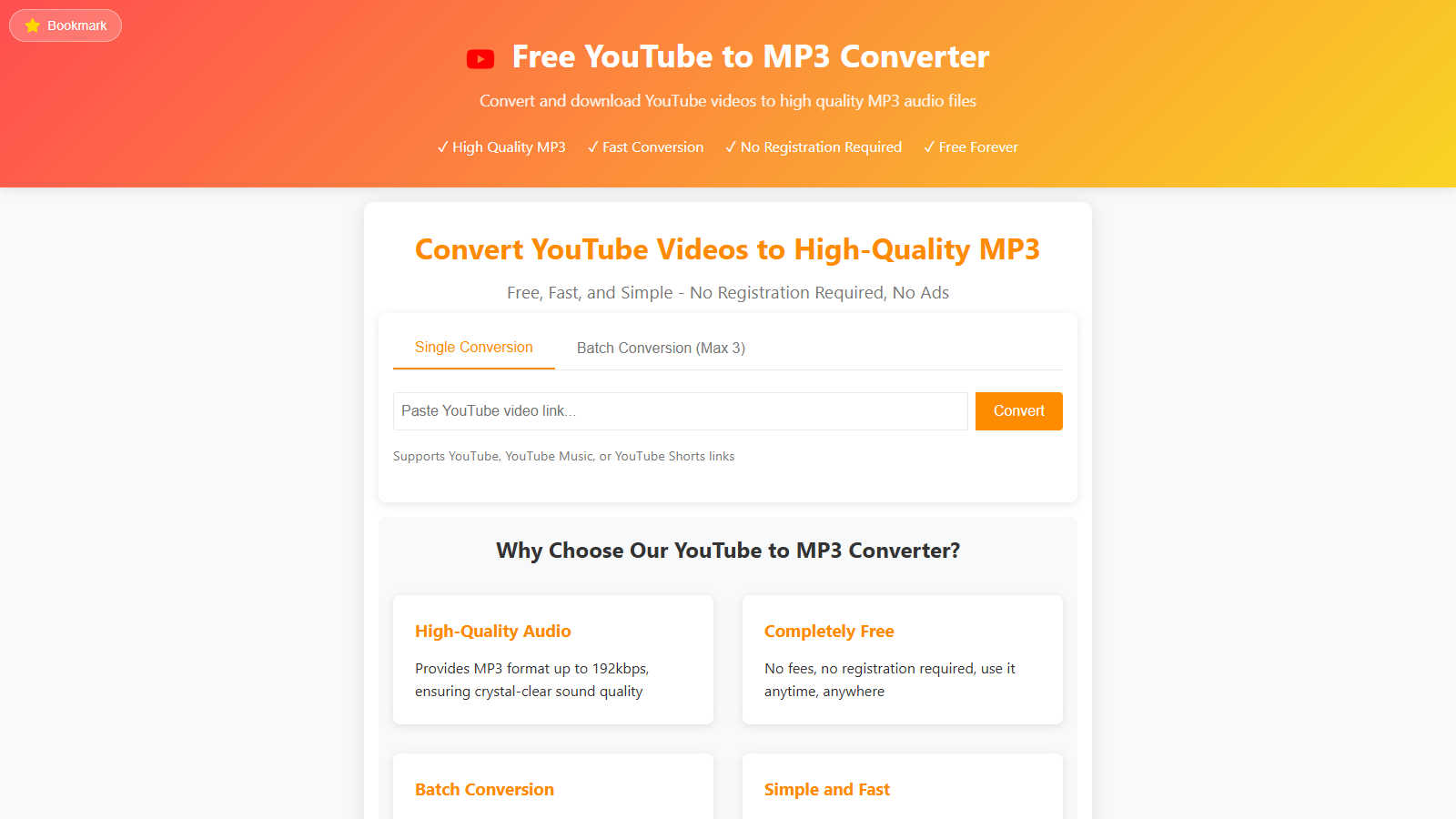YouTube to MP3 Converter application interface and features