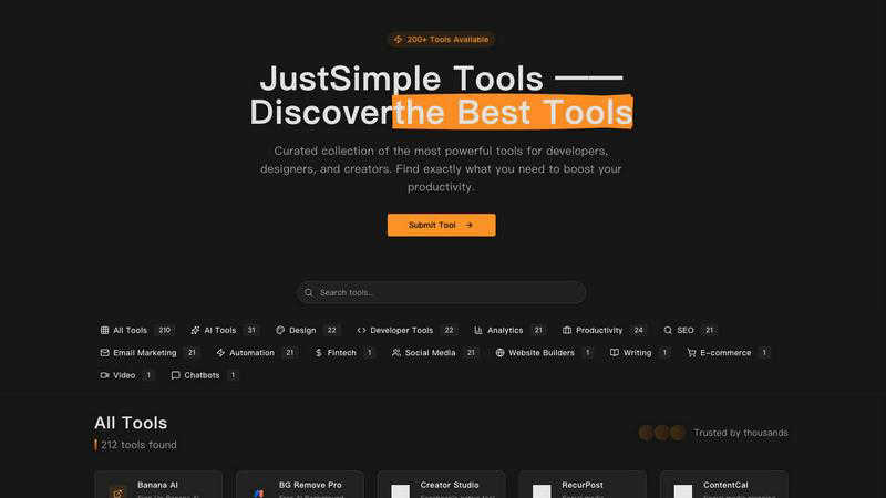 JustSimple Tools application interface and features