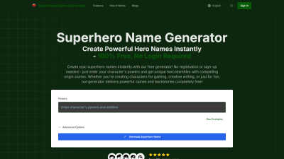 Superhero Name Generator - AI tool for Content Creation