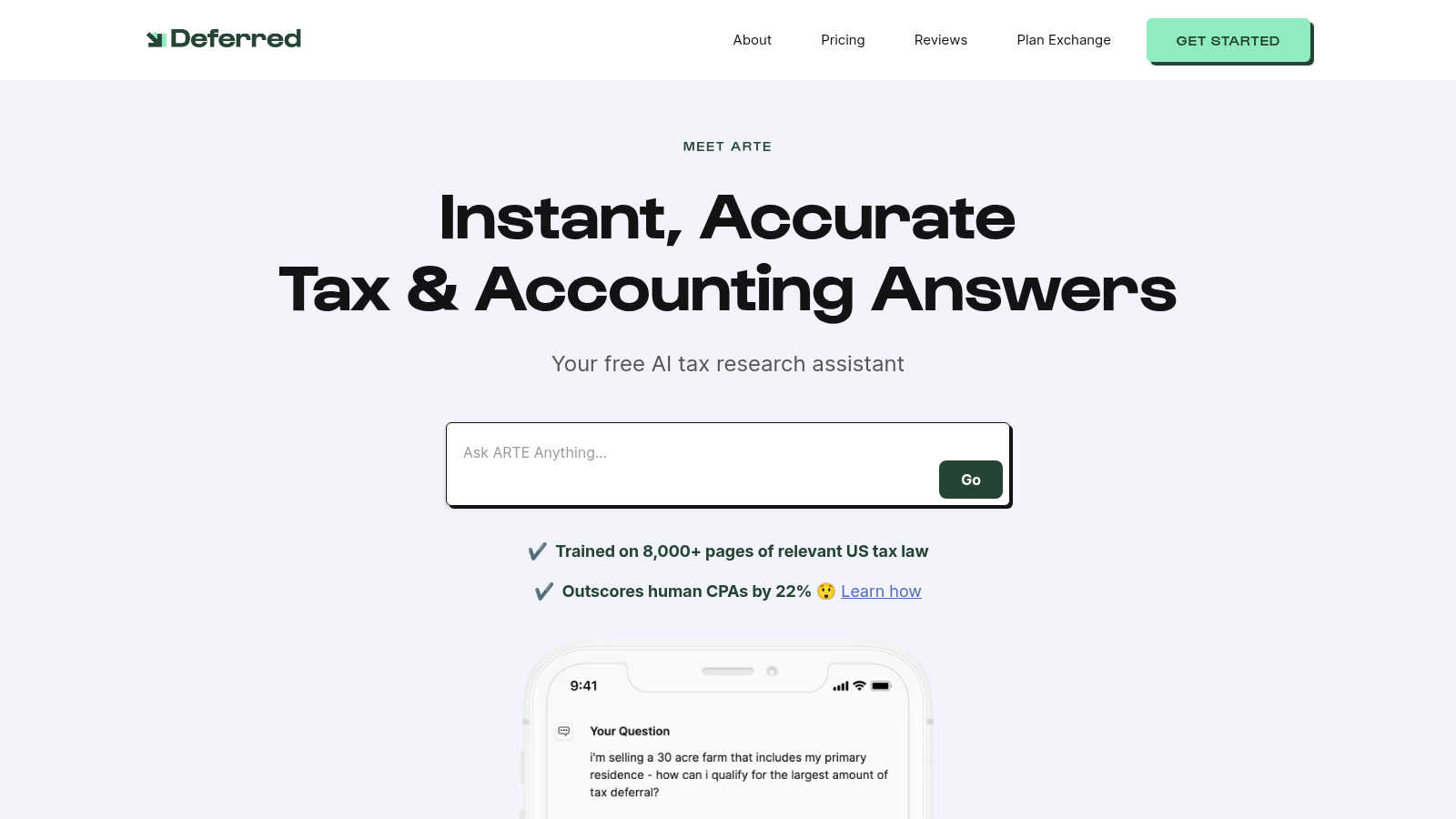 ARTE - Artificial Real Estate Tax Expert application interface and features