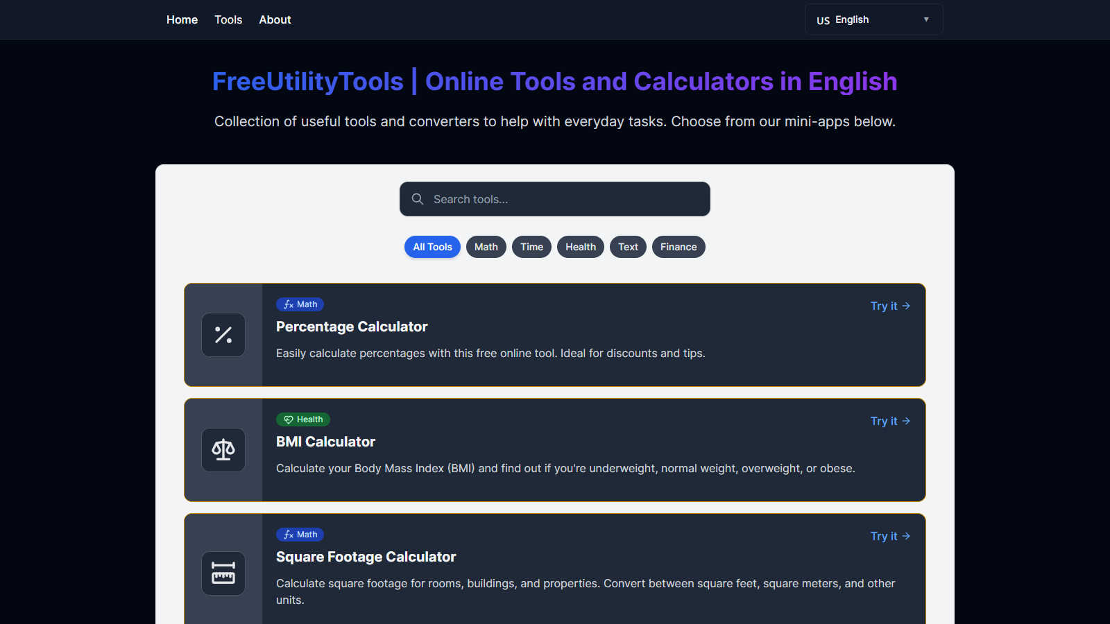 FreeUtilityTools application interface and features
