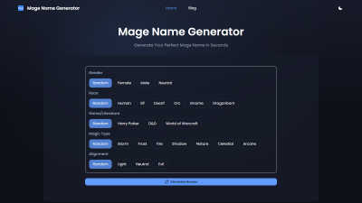 Mage Name Generator - AI tool for Content Creation