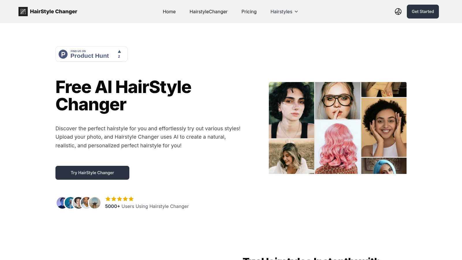Hairstyle Changer application interface and features