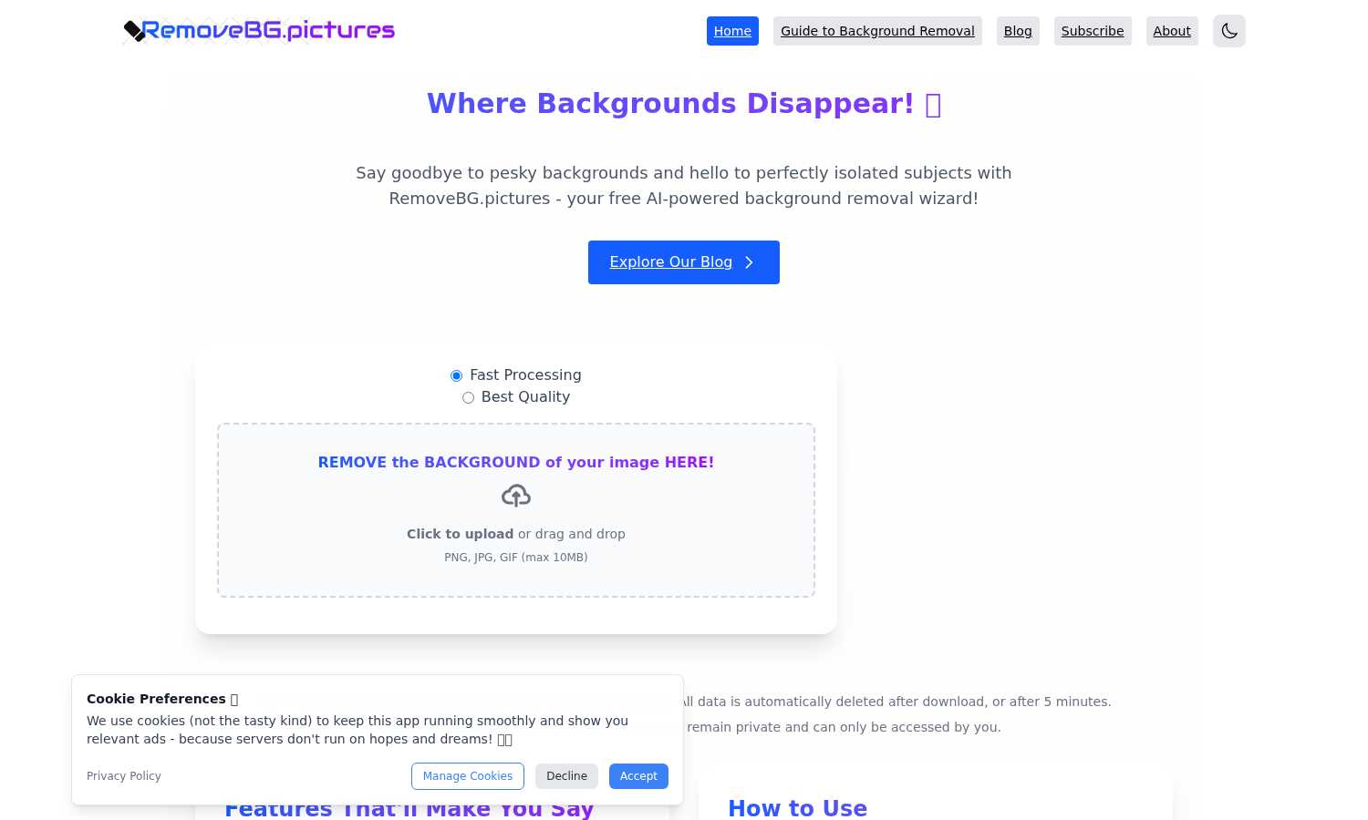 Remove Background App application interface and features