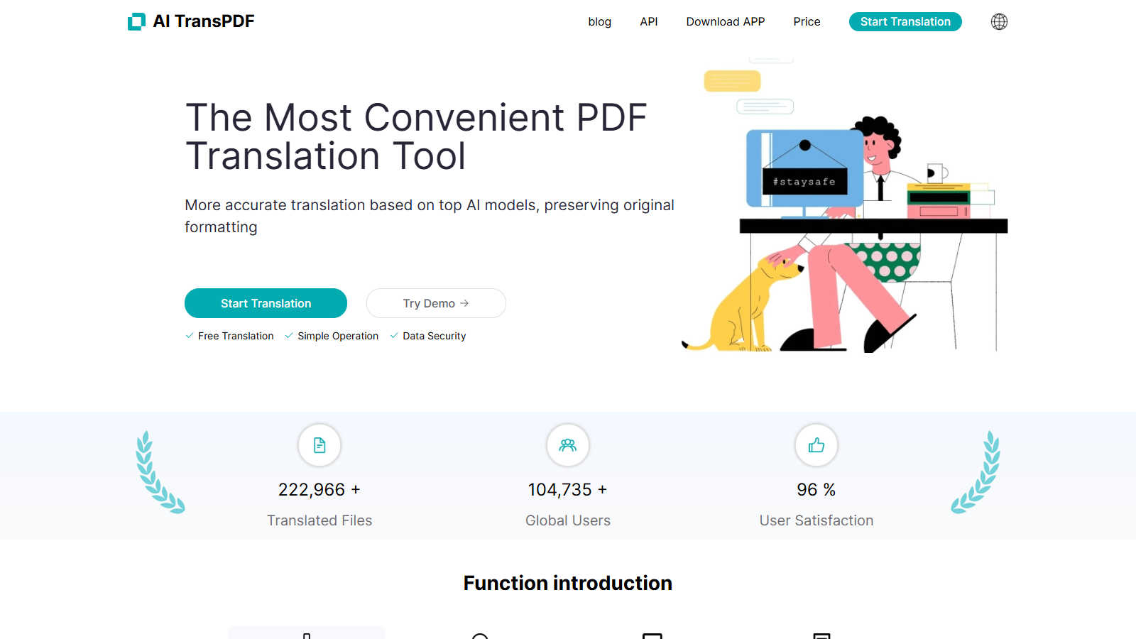 AI TransPDF application interface and features