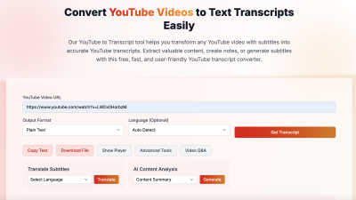 youtube transcript generator - AI tool for AI Assistants