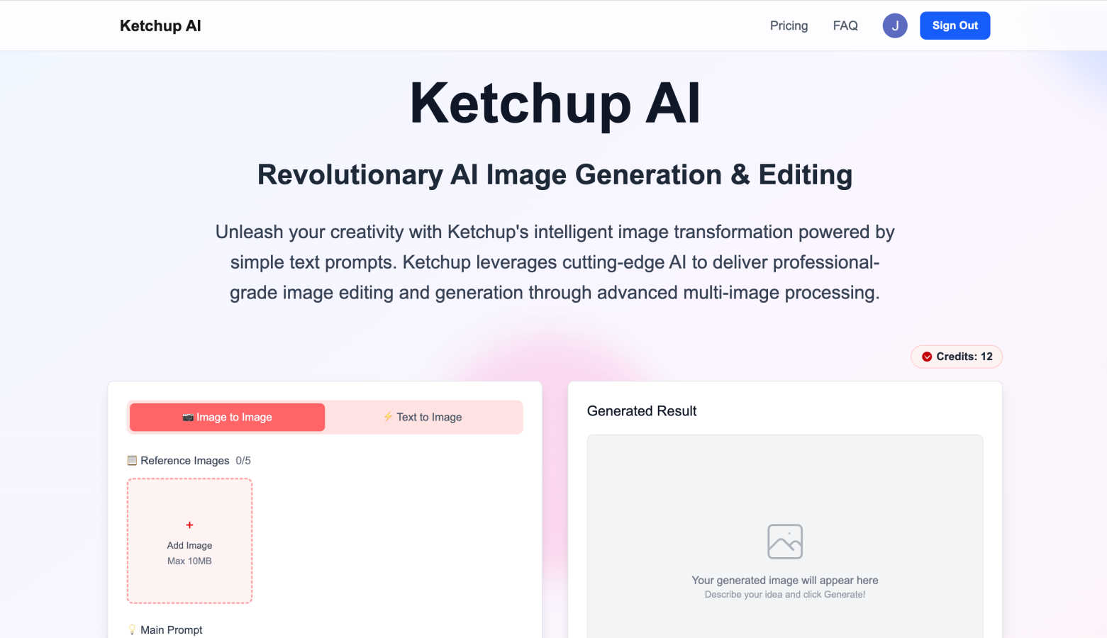 Ketchup AI application interface and features