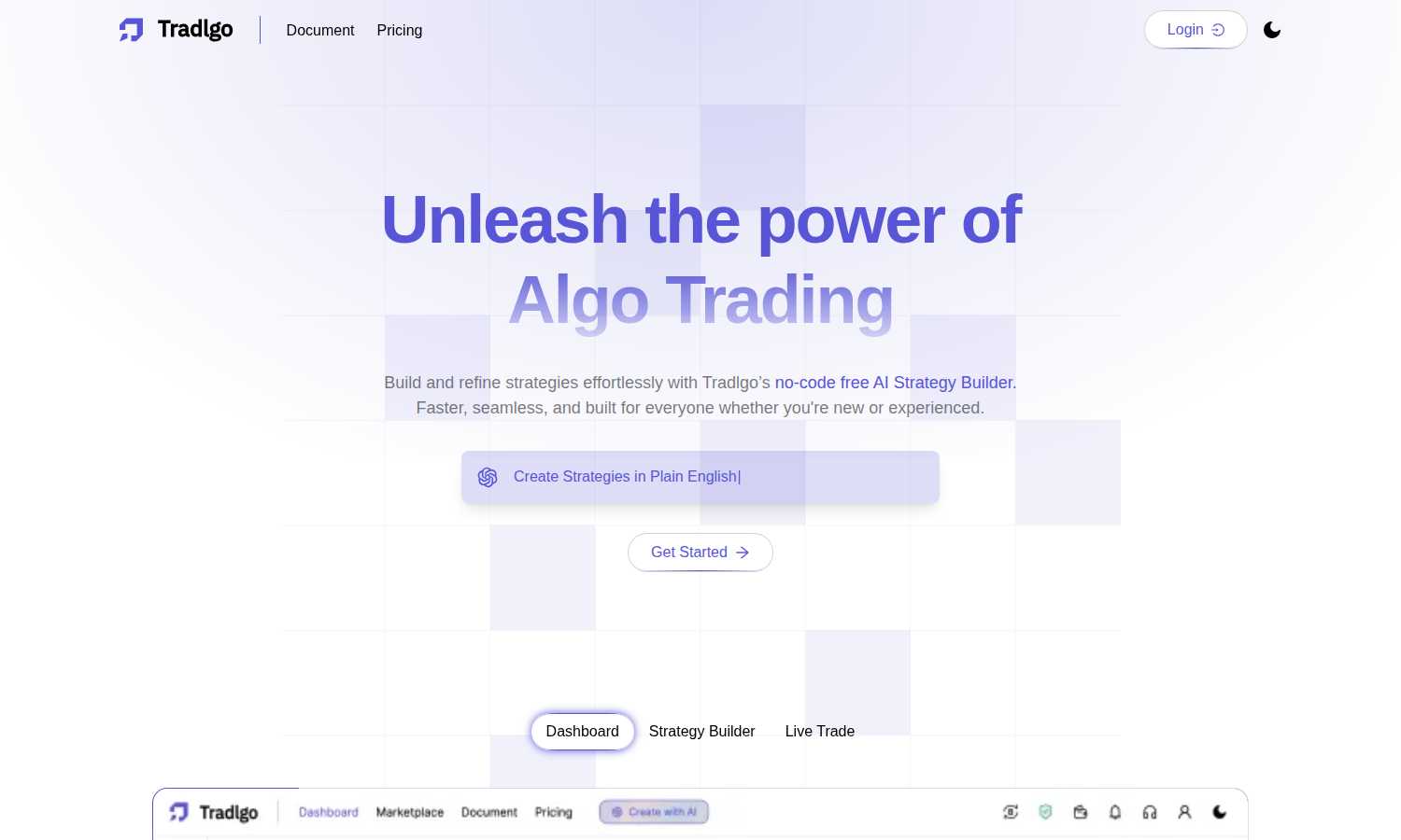 Tradlgo application interface and features