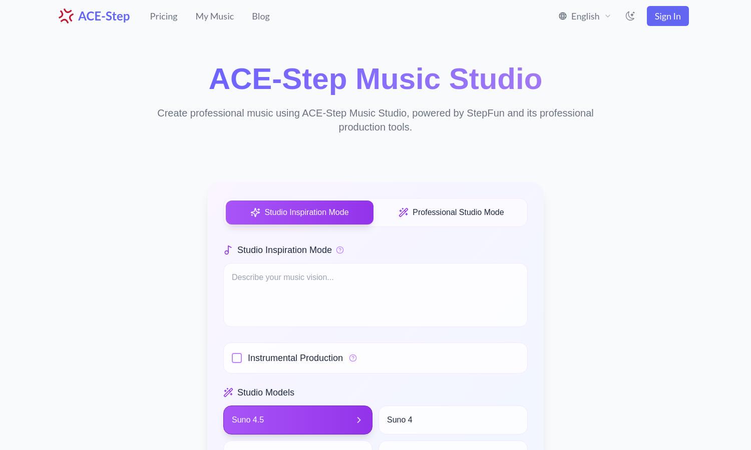 ACE-Step Music Studio Website