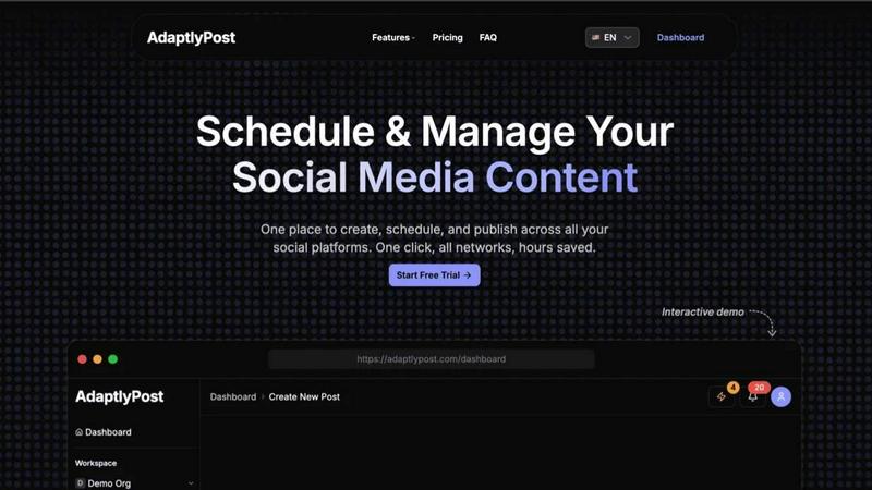 AdaptlyPost application interface and features