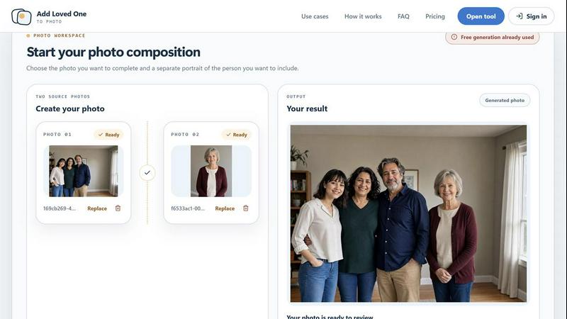 Add Loved One to Photo Online screenshot