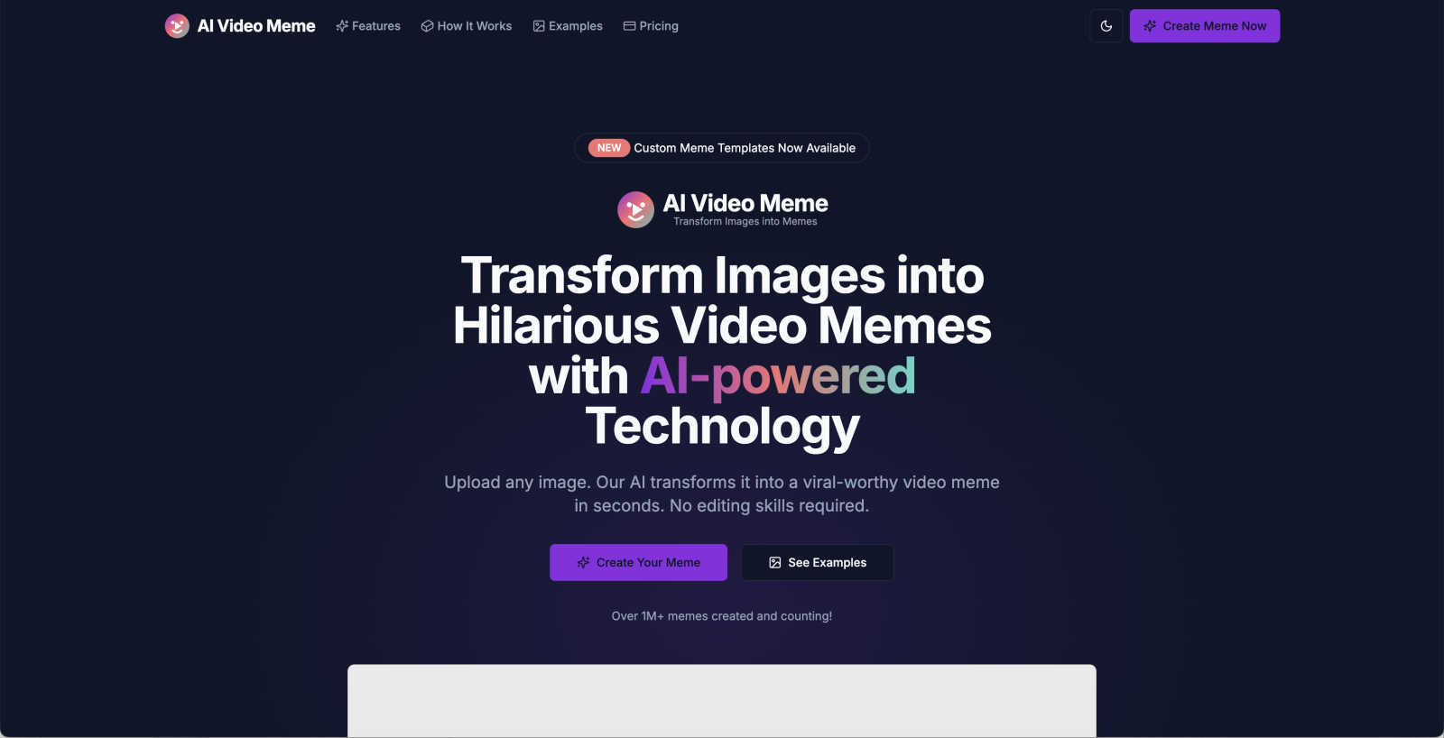 AI Video Meme application interface and features