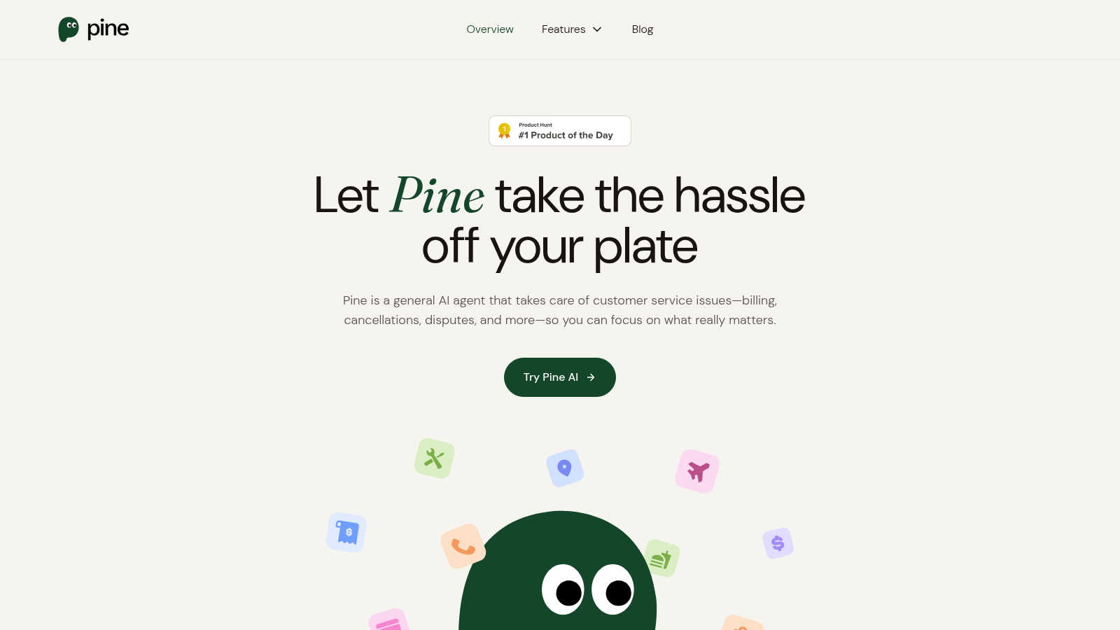 Pine application interface and features