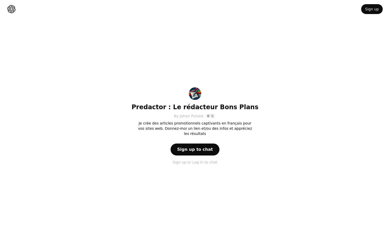 ChatGPT - Predactor : Le rédacteur Bons Plans Website