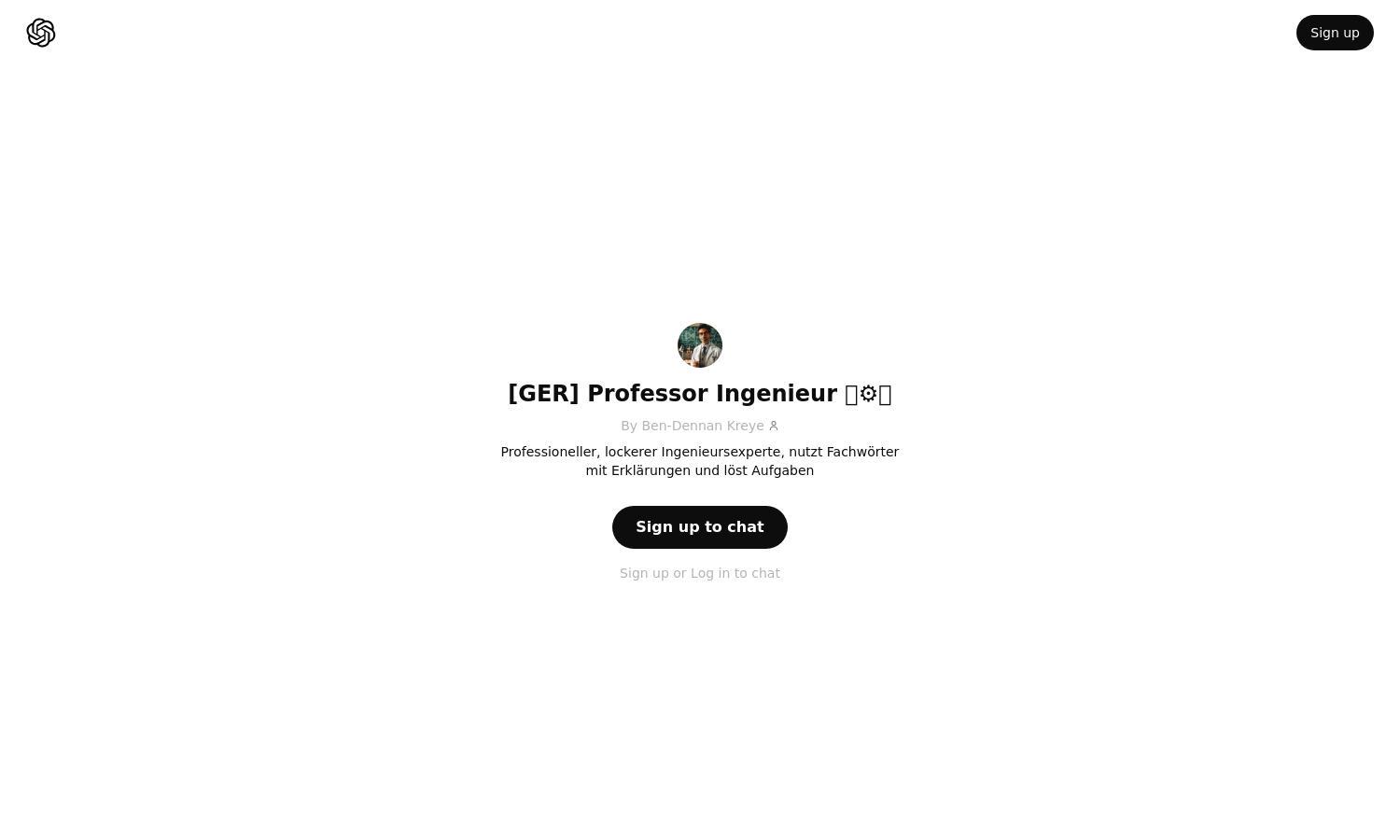 ChatGPT - [GER] Professor Ingenieur 🧠⚙️🔌 Website