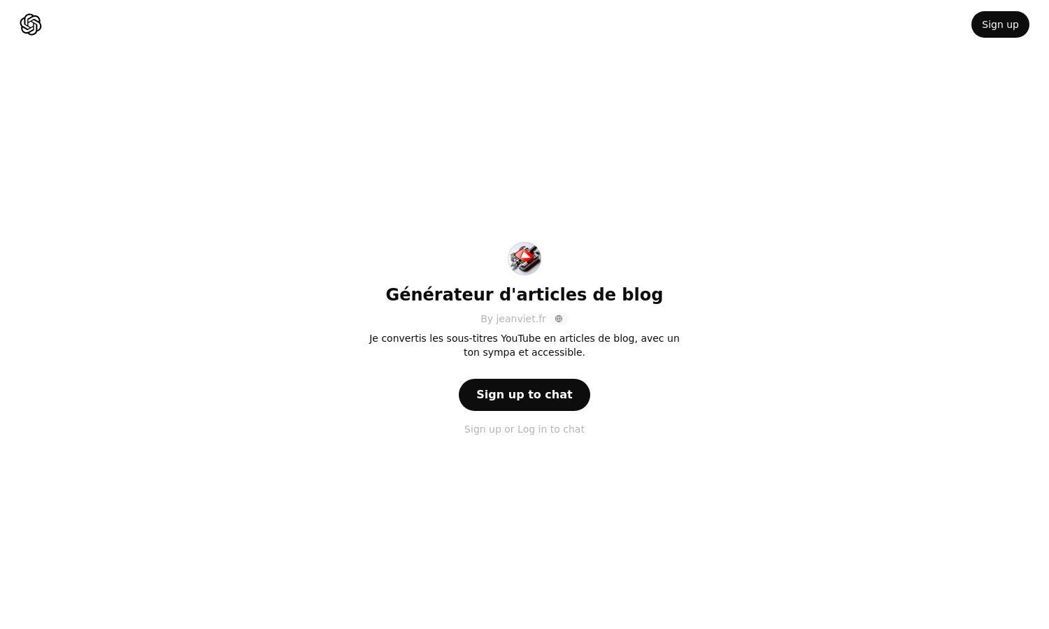 ChatGPT - Générateur d'articles de blog Website