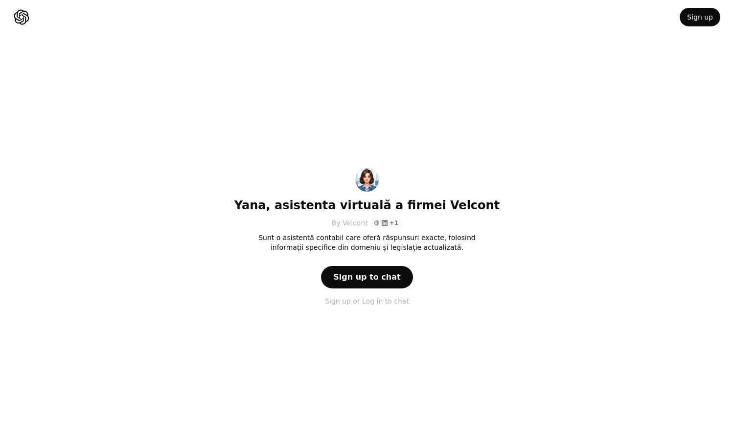 ChatGPT - Yana, asistenta virtuală a firmei Velcont Website