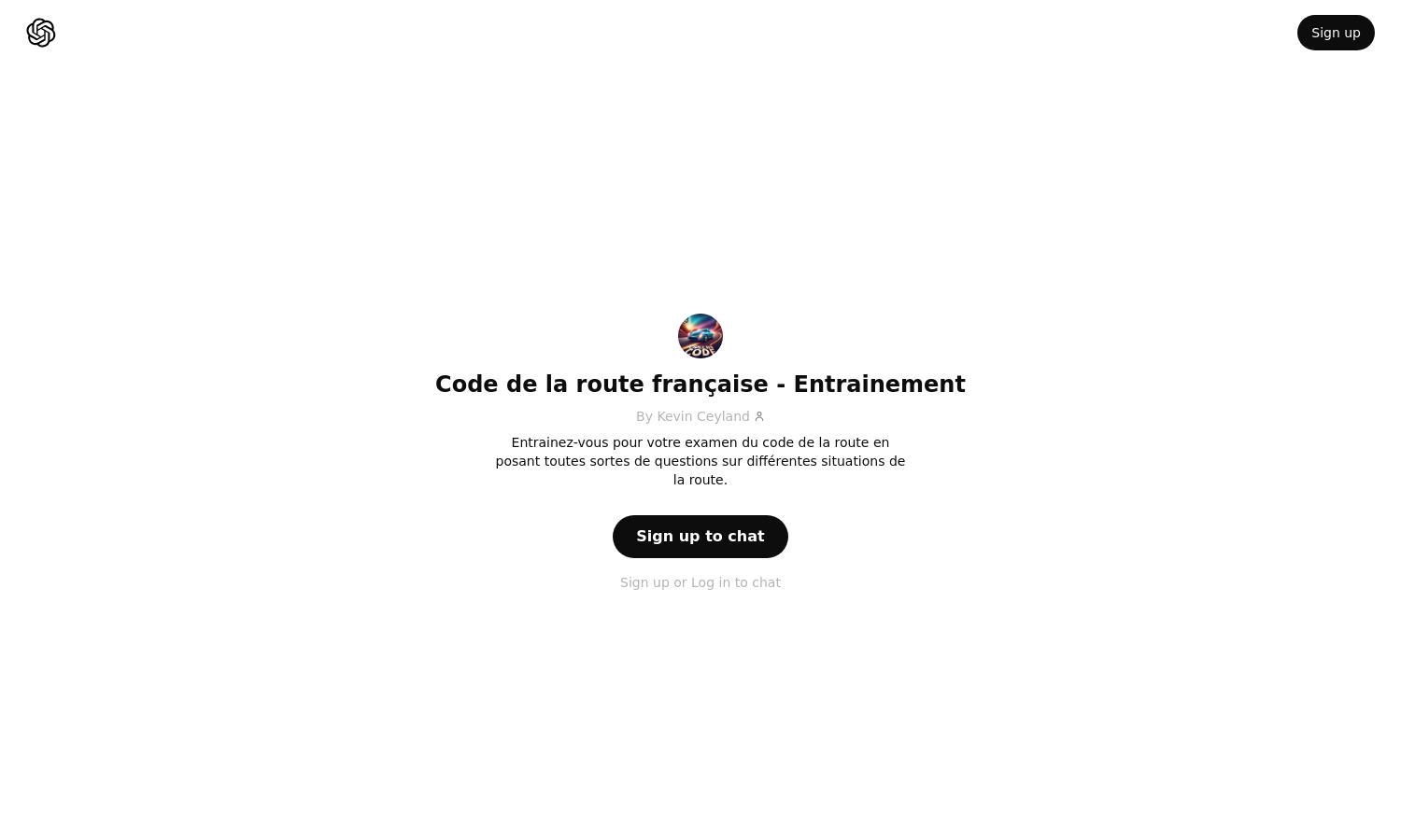 ChatGPT - Code de la route française - Entrainement Website