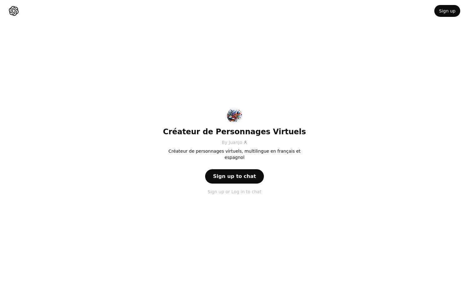 ChatGPT - Créateur de Personnages Virtuels Website