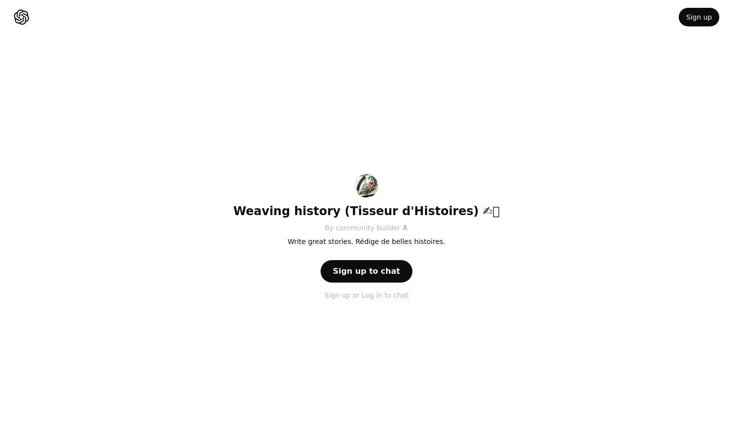 ChatGPT - Weaving history  (Tisseur d'Histoires) ✍🏻 Website