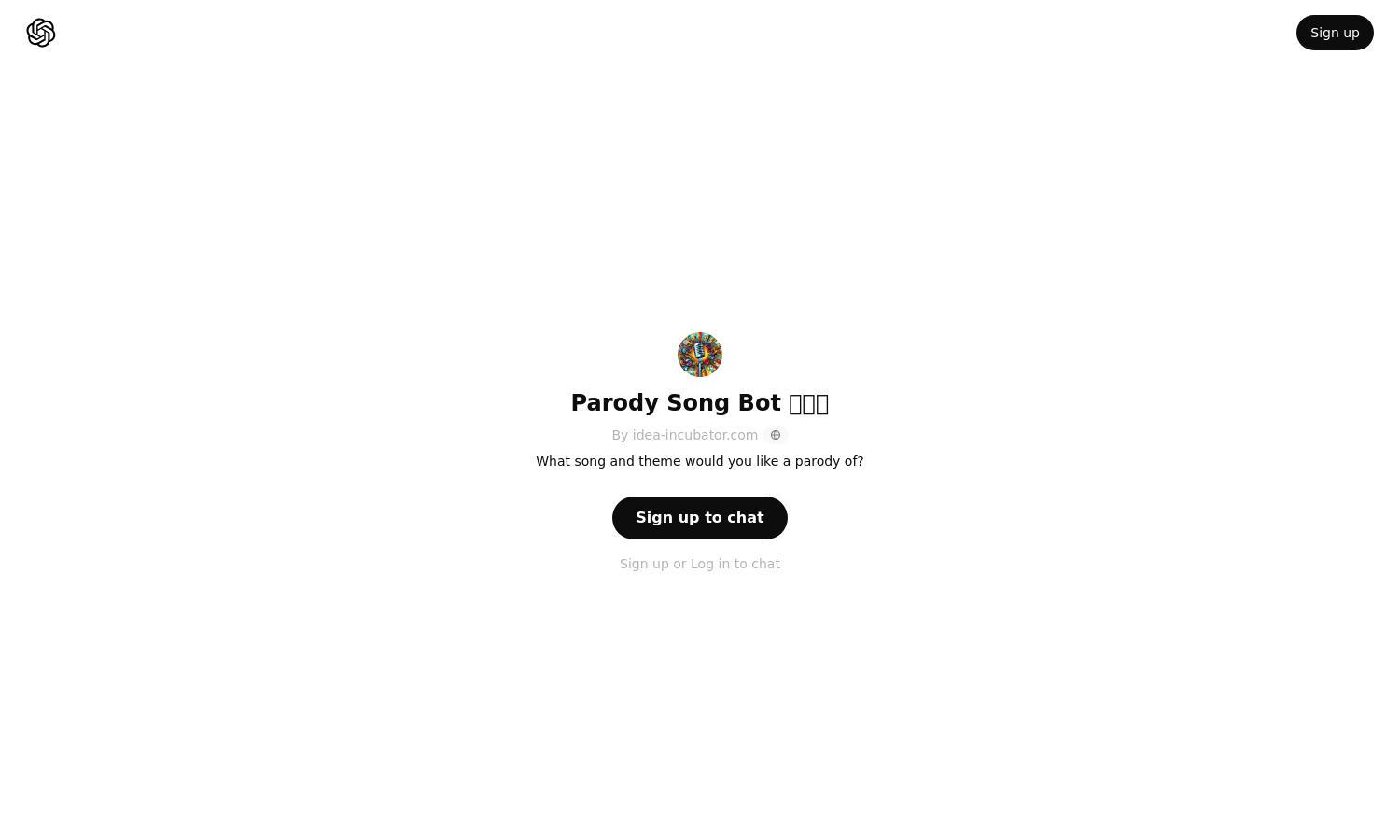 ChatGPT - Parody Song Bot 🔄🎵🤖 Website