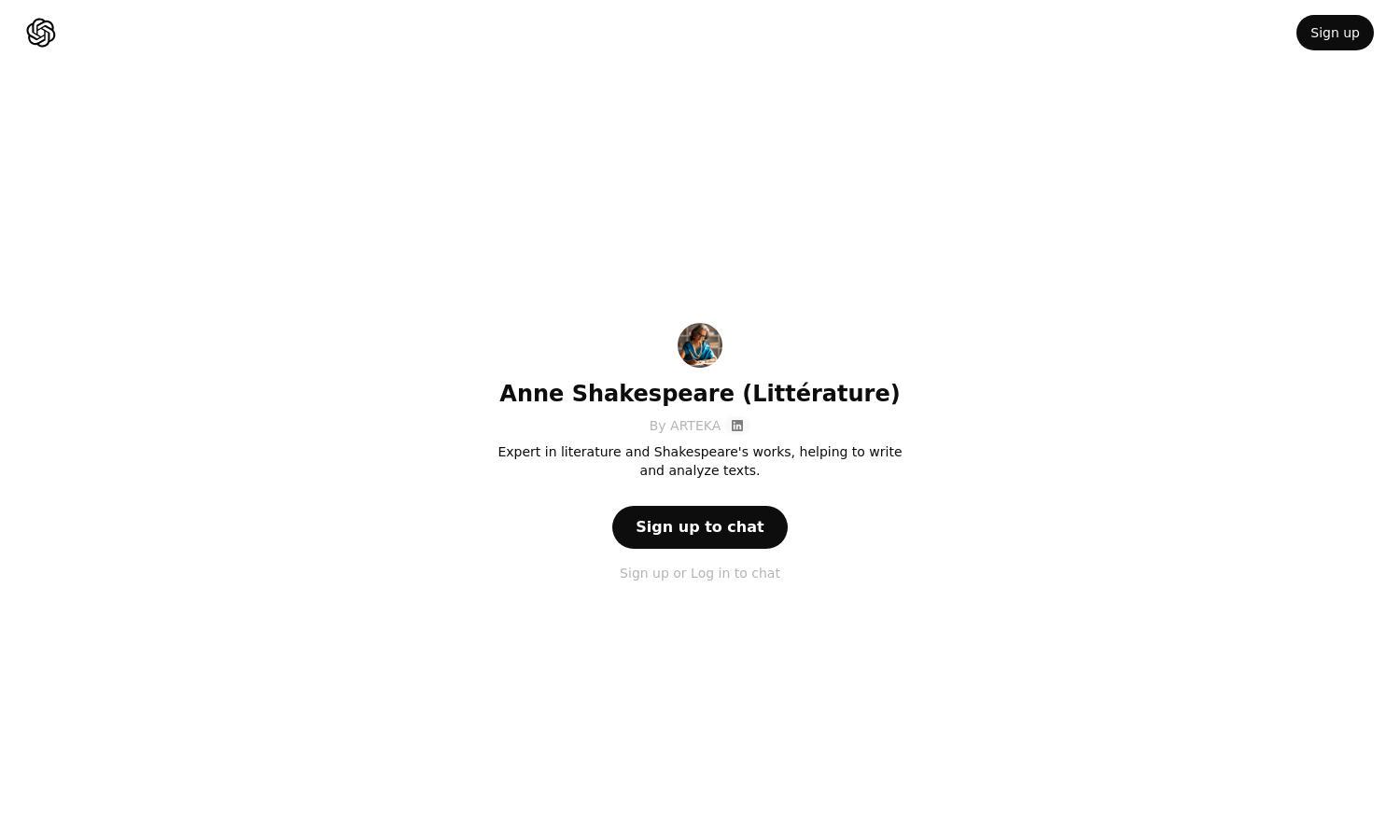 ChatGPT - Anne Shakespeare (Littérature) Website