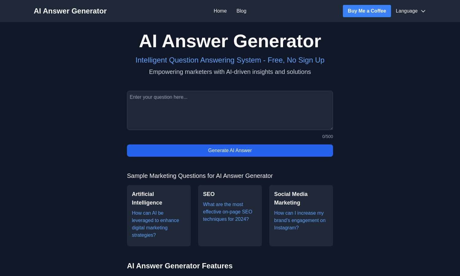 AI Answer Generator Website